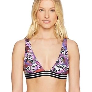 Guess bikini top black striped band butterfly fit